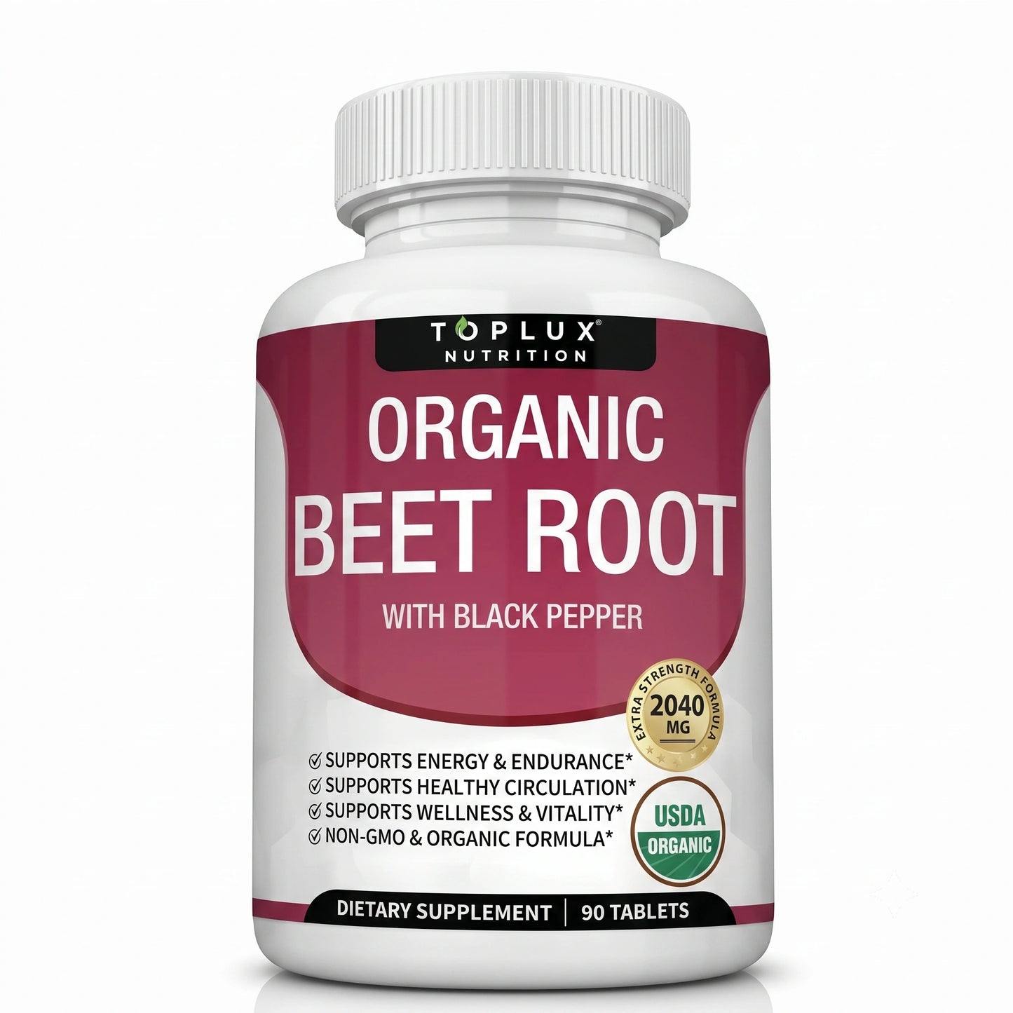 Organic Beet Root · 90 Tabletas de Óxido Nítrico Natural · Energía y Salud Cardiovascular