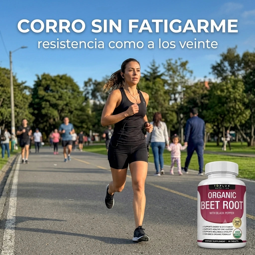 Organic Beet Root · 90 Tabletas de Óxido Nítrico Natural · Energía y Salud Cardiovascular